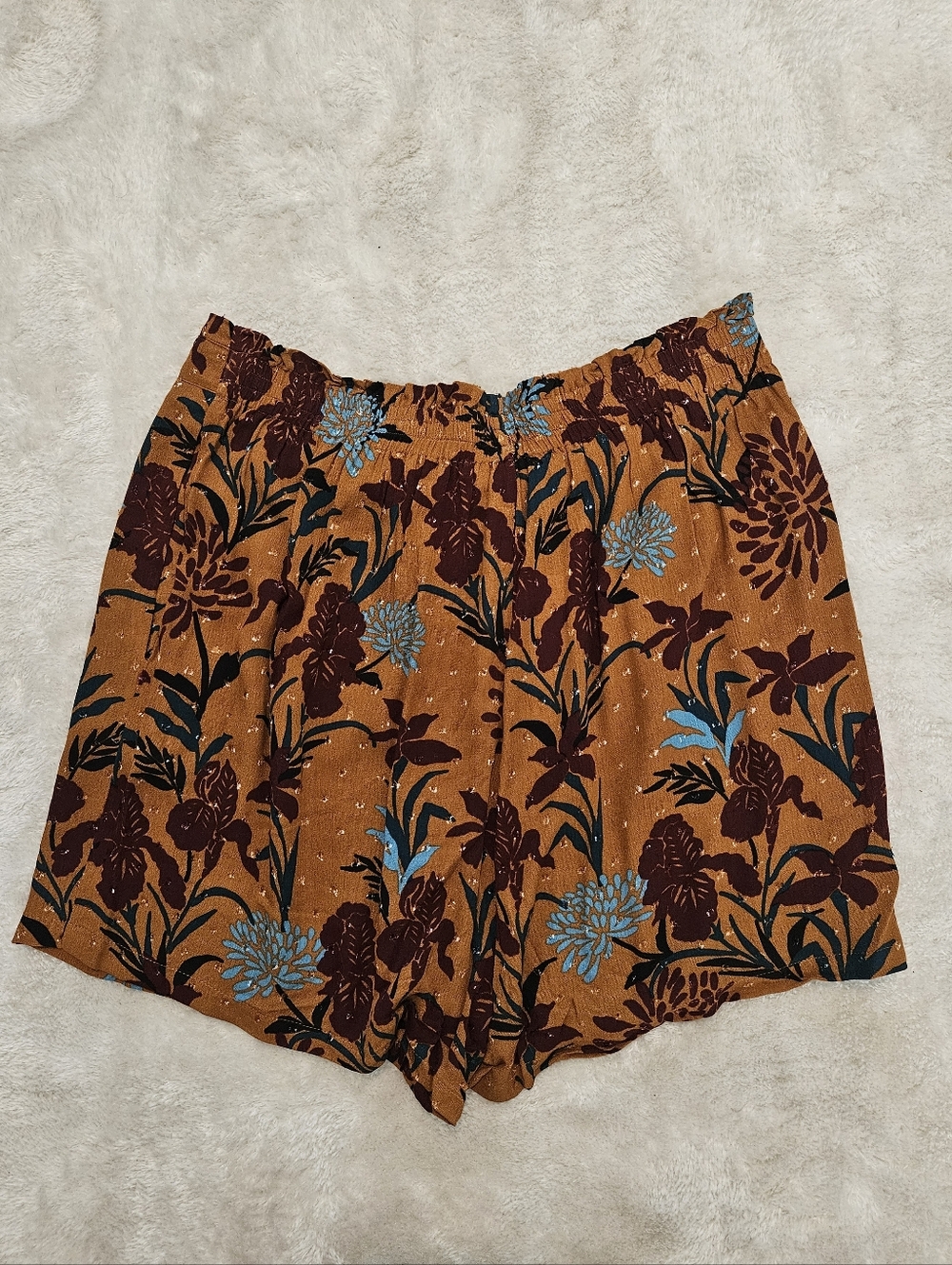 NWT DR2 Bermuda Shorts Size L Floral Brown Orange Summer Vacation Feminine 70s - Picture 9 of 10